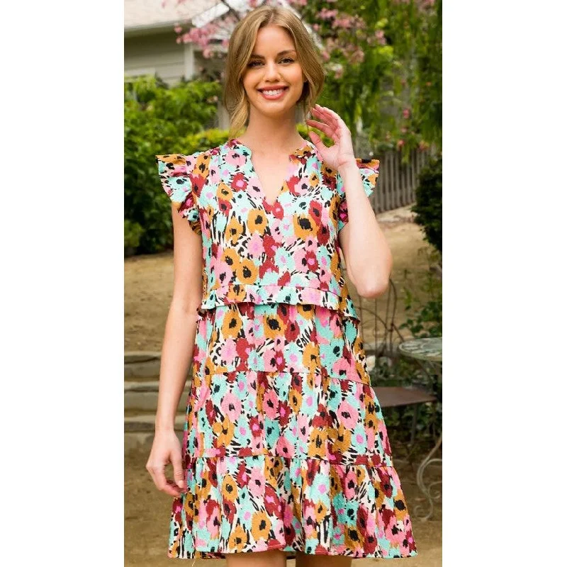 Tana Multicolor Flower Print THML Dress-SALE Tunics Evening elegant