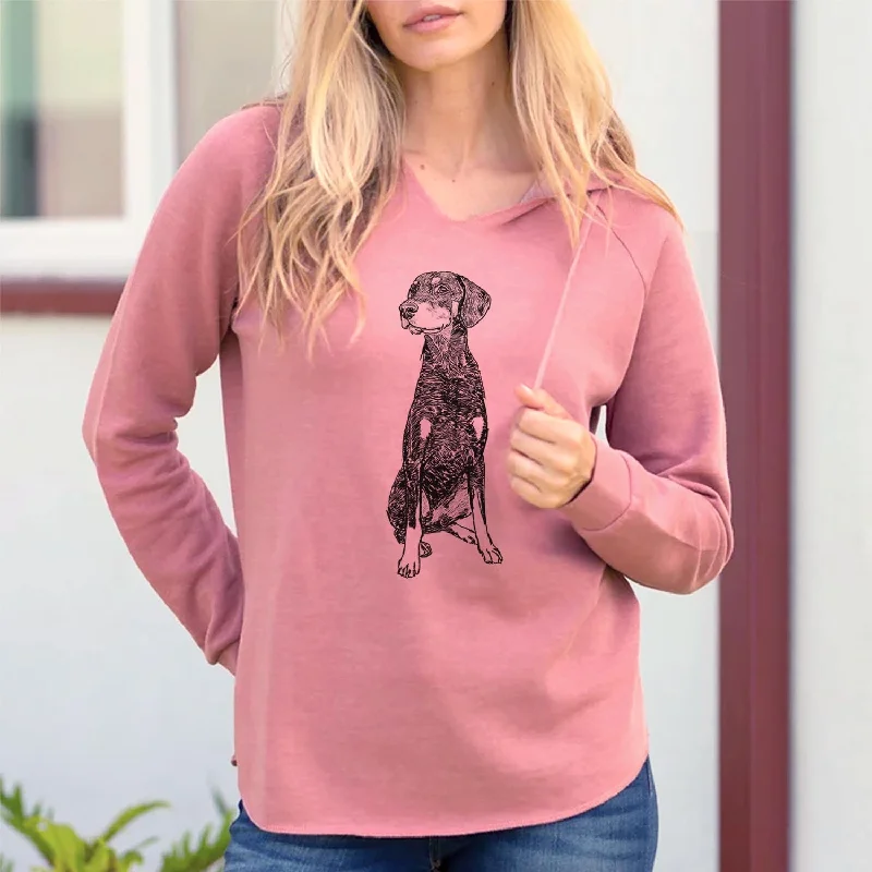 Doodled Whiskey the Doberman Pinscher - Cali Wave Hooded Sweatshirt Hoodie with Half-Zip Sporty Casual Doodled Whiskey the Doberman Pinscher - Cali Wave Hooded Sweatshirt Hoodie with Half-Zip Sporty Casual