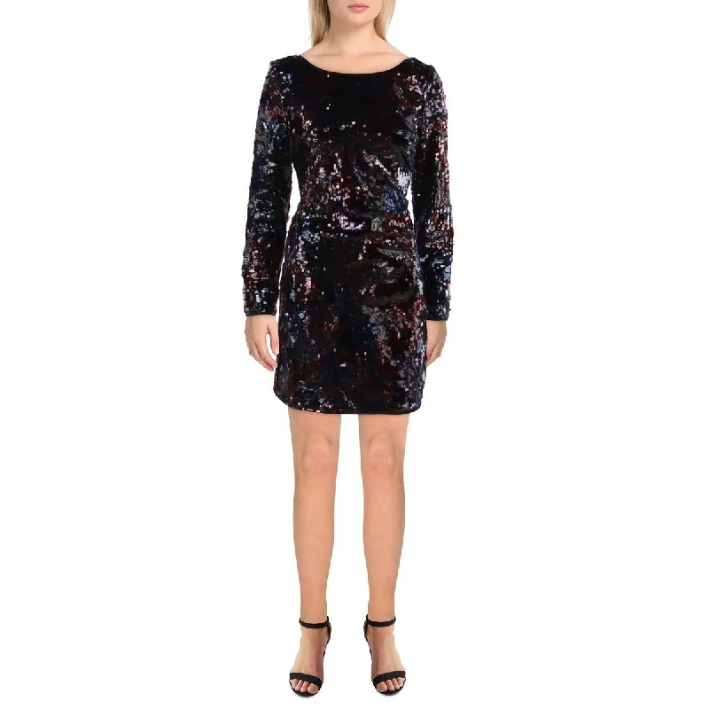 Womens Sequined Above Knee Cocktail And Party Dress Tunics Ceremony elegant