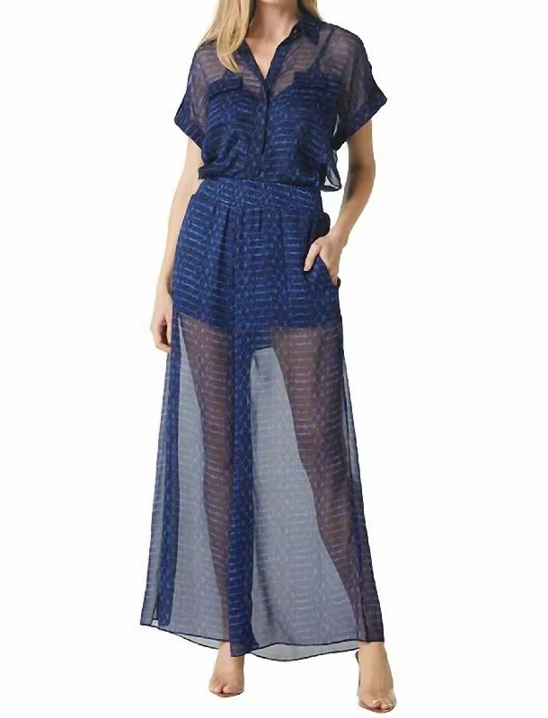 Pia Pants In Midnight Shibori Mix Chic Capri Pants