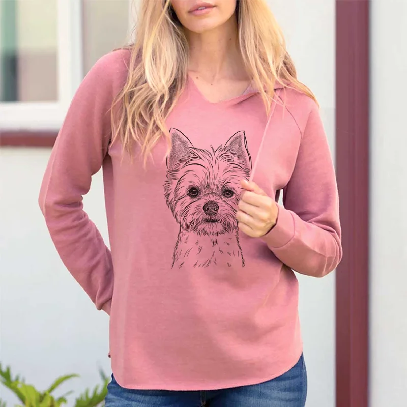 Chewy the Yorkshire Terrier - Cali Wave Hooded Sweatshirt Hoodie with High-Low Hem Asymmetrical Trendy Chewy the Yorkshire Terrier - Cali Wave Hooded Sweatshirt Hoodie with High-Low Hem Asymmetrical Trendy