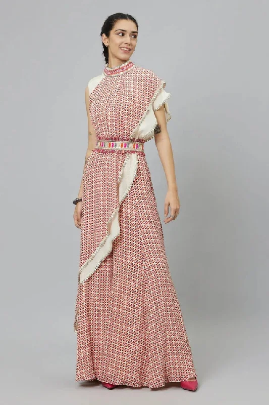 IVORY CROP TOP WITH IVORY GEOMETRIC PRINT DRAPE AND IVORY SOLID PLAIN SILK DRAPE WITH IVORY GEOMETRIC SHARARA PANTS Solid Print Embellished IVORY CROP TOP WITH IVORY GEOMETRIC PRINT DRAPE AND IVORY SOLID PLAIN SILK DRAPE WITH IVORY GEOMETRIC SHARARA PANTS Solid Print Embellished