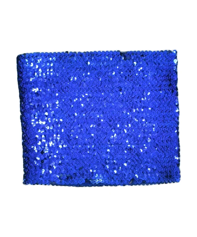 VINTAGE Womens Crop Top UK 4 XS Blue Acrylic Knit Fabric Woven Fabric Fleece Fabric