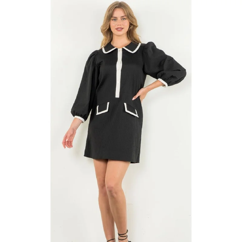 Sarah Textured Long Sleeve THML Dress Tunic Top Casual