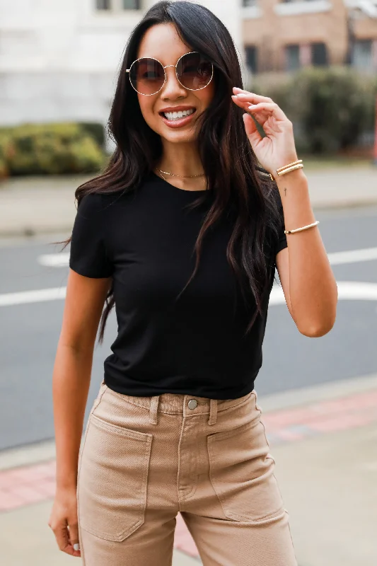 FINAL SALE - Under It All Everyday Crop Top Collared Crop Top Boat Neck A-Line