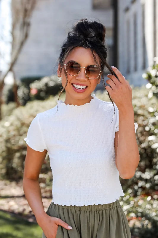 FINAL SALE - Lexi Smocked Crop Top - DU DEAL Elegant Classic Vintage