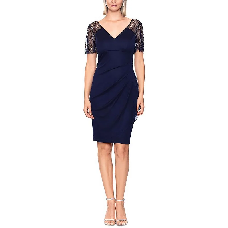 Womens V-Neck Beaded Cocktail And Party Dress Tunics Long Elegant