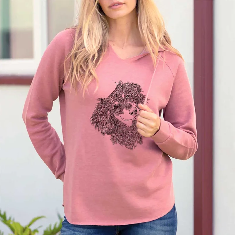 Bailey the Long Haired Dachshund - Cali Wave Hooded Sweatshirt Hoodie with Hem Applique Textured Unique Bailey the Long Haired Dachshund - Cali Wave Hooded Sweatshirt Hoodie with Hem Applique Textured Unique