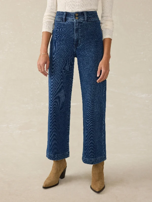 Stretch Terry Harbor Ankle Pant - Creekstone Wash Trendy Wide-Leg Pants
