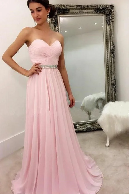 Sweetheart Chiffon Pink Formal Party Dress with Rhinestones Belt,Evening Dresses Tunics Cozy soft Sweetheart Chiffon Pink Formal Party Dress with Rhinestones Belt,Evening Dresses Tunics Cozy soft