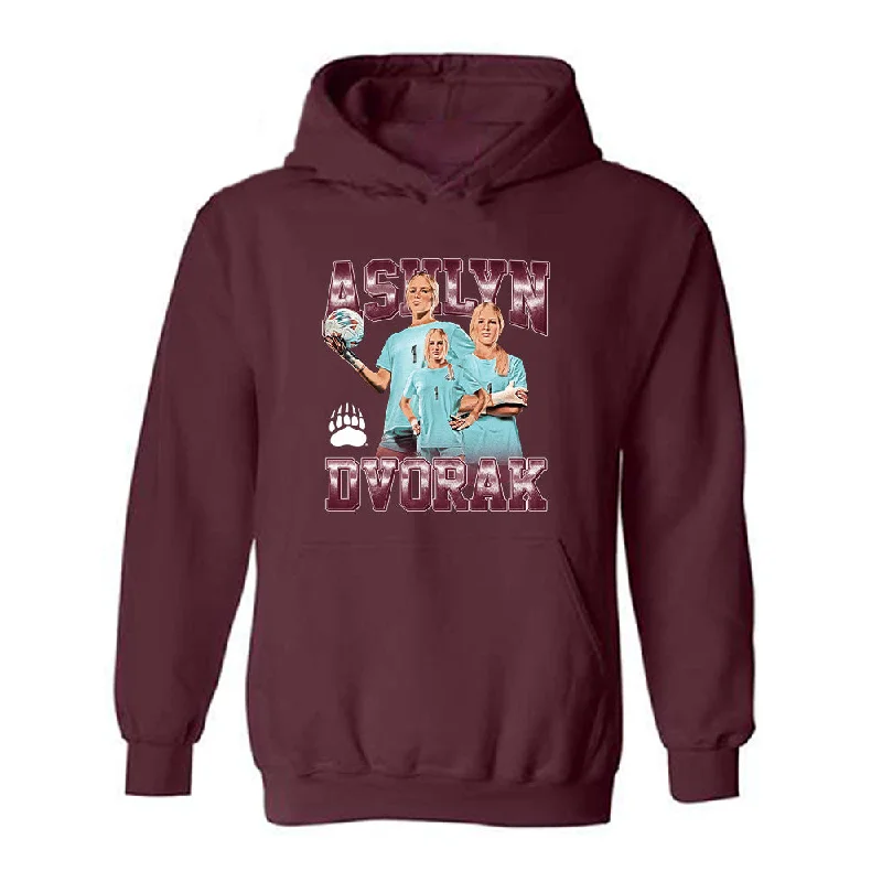 Montana - NCAA Women's Soccer : Ashlyn Dvorak - Player Collage Hooded Sweatshirt Hoodie with Camouflage Military Edgy Montana - NCAA Women's Soccer : Ashlyn Dvorak - Player Collage Hooded Sweatshirt Hoodie with Camouflage Military Edgy