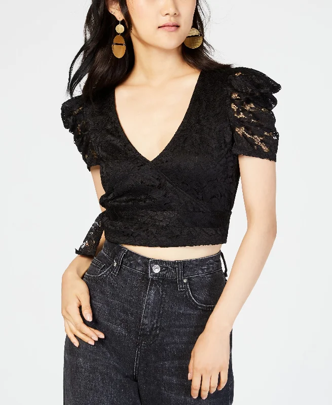 Material Girl Juniors Lace Faux Wrap Crop Top Anti-Pilling Machine Wash Handmade