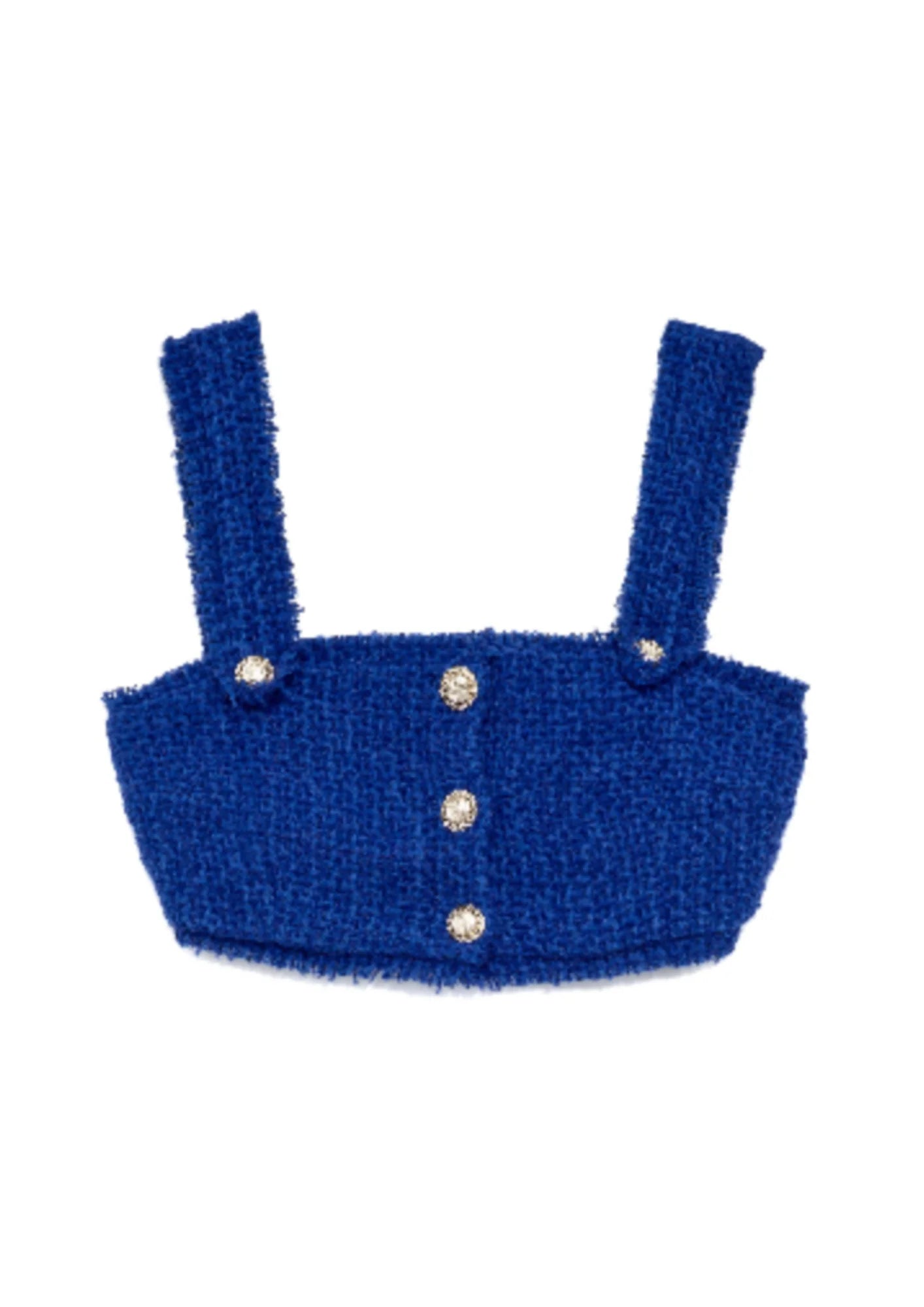 BLUE TWEED CROP TOP Ribbed Crop Top High Neck Heavyweight