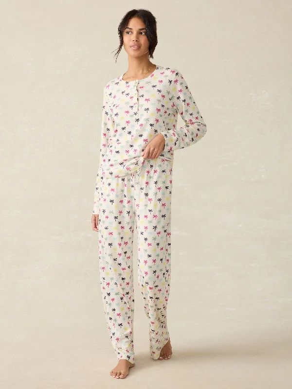 Cloud Henley Pajama Pant Set - Sun Valley Palms Classic Flared Pants