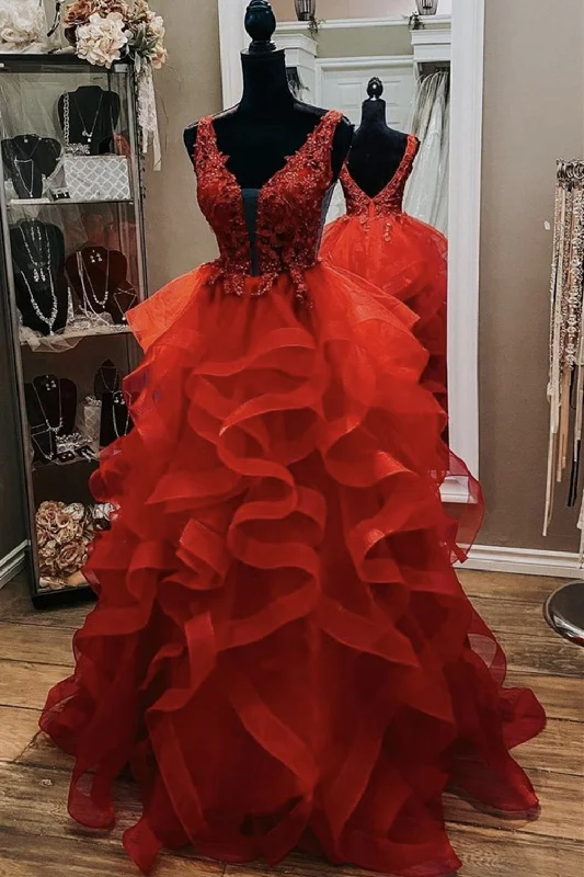 Gorgeous V Neck Open Back Red Lace Long Prom Dress,Formal Evening Dress,Red Ball Gown Party Dresses Tunics stripes playful Gorgeous V Neck Open Back Red Lace Long Prom Dress,Formal Evening Dress,Red Ball Gown Party Dresses Tunics stripes playful