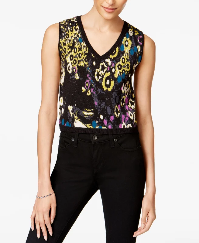Rachel Rachel Roy Printed Crop Top Cashmere Blend Cotton Blend Poly Blend