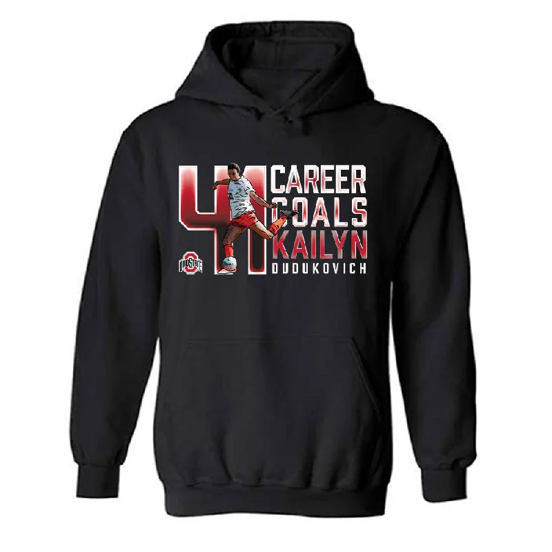 Ohio State - NCAA Women's Soccer : Kailyn Dudukovich - Hooded Sweatshirt Hoodie with Slit Hem Functional Movement Ohio State - NCAA Women's Soccer : Kailyn Dudukovich - Hooded Sweatshirt Hoodie with Slit Hem Functional Movement