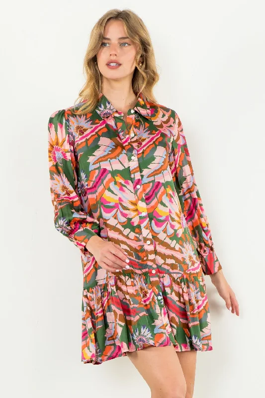 Trinity Long Sleeve Button Up THML Dress Bodycon Club Sequined