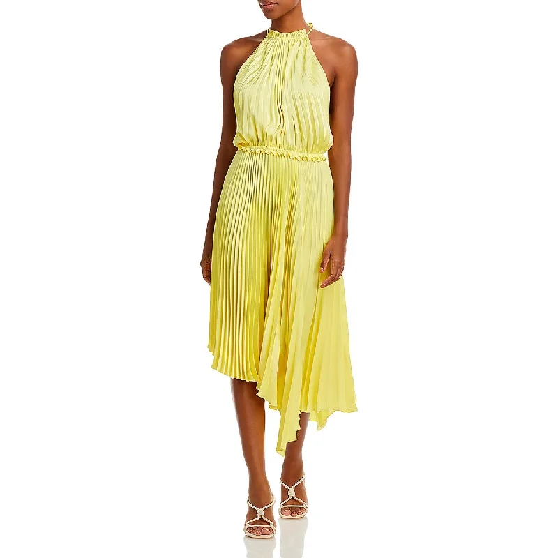 Claudia Womens Pleated Halter Cocktail And Party Dress Tunics Versatile stylish