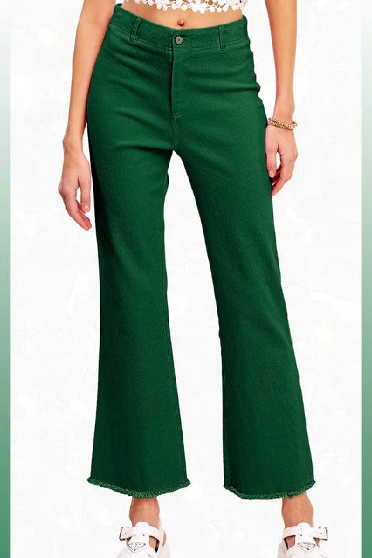 La Miel Soft Washed All Season Stretchy Pants in Forest Classic Straight Pants