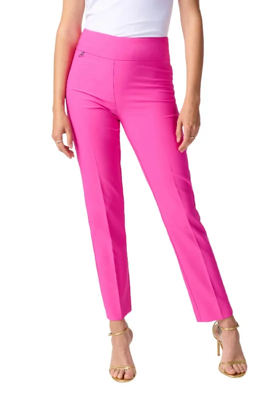 Cropped Pleated Pants In Ultra Pink High-Waist Yoga Pants