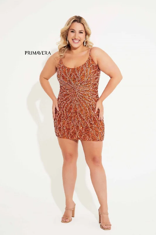 Primavera Couture -14061 Scoop Neck Beaded Short Curved Dress Shift Classic Vintage