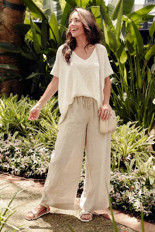Jimmie Natural Linen Tie Pants Classic Stretch Pants