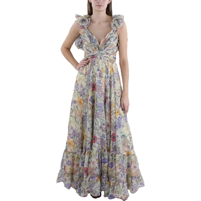 Womens Ruffled Long Cocktail And Party Dress Tunics Velvet soft