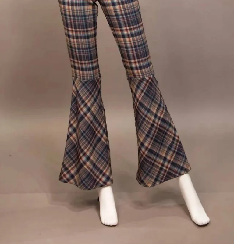 Flare Pant In Checks Comfortable Pleated Pants