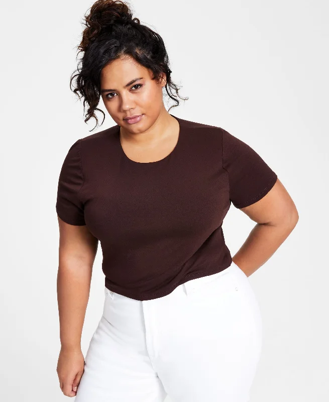 Bar III Plus Size Bodycon Crop Top Casual Formal Business