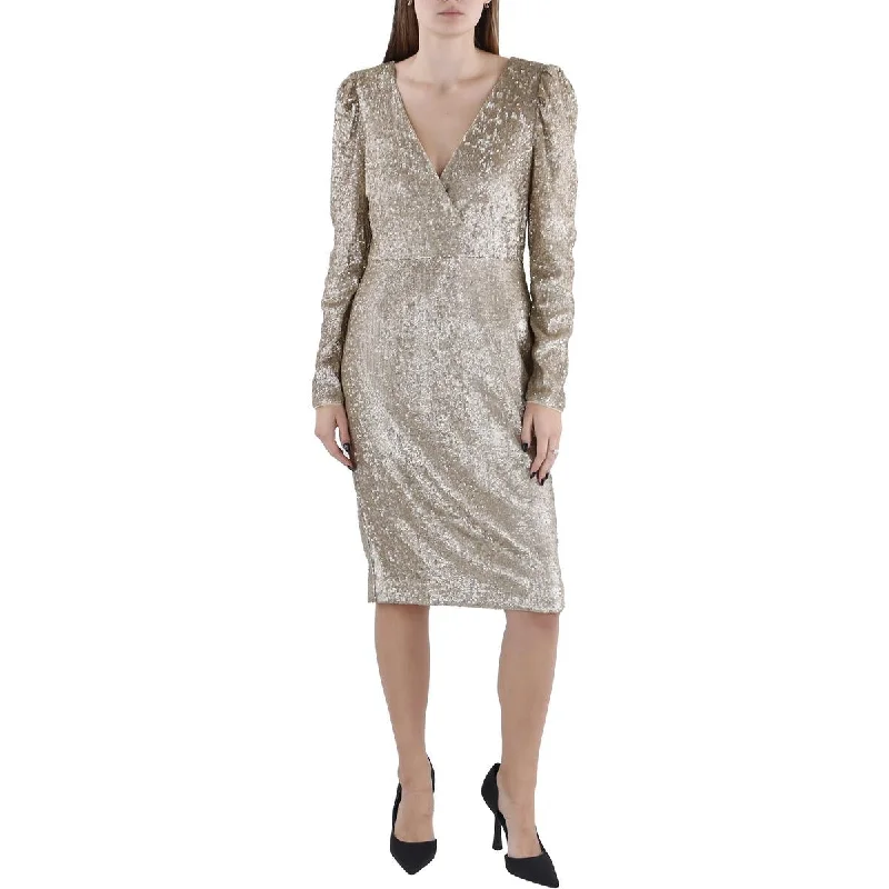 Womens Surplice Knee-Length Cocktail And Party Dress Tunics Modern contemporary