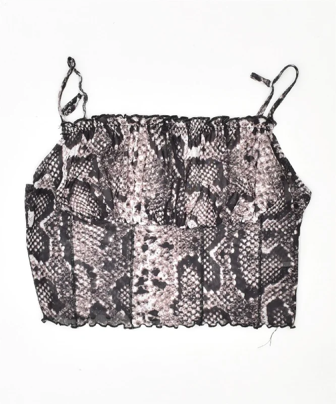 SHEIN Womens Crop Top UK 14 Large Brown Animal Print Vintage Wool Fabric Cashmere Fabric Tweed Fabric SHEIN Womens Crop Top UK 14 Large Brown Animal Print Vintage Wool Fabric Cashmere Fabric Tweed Fabric