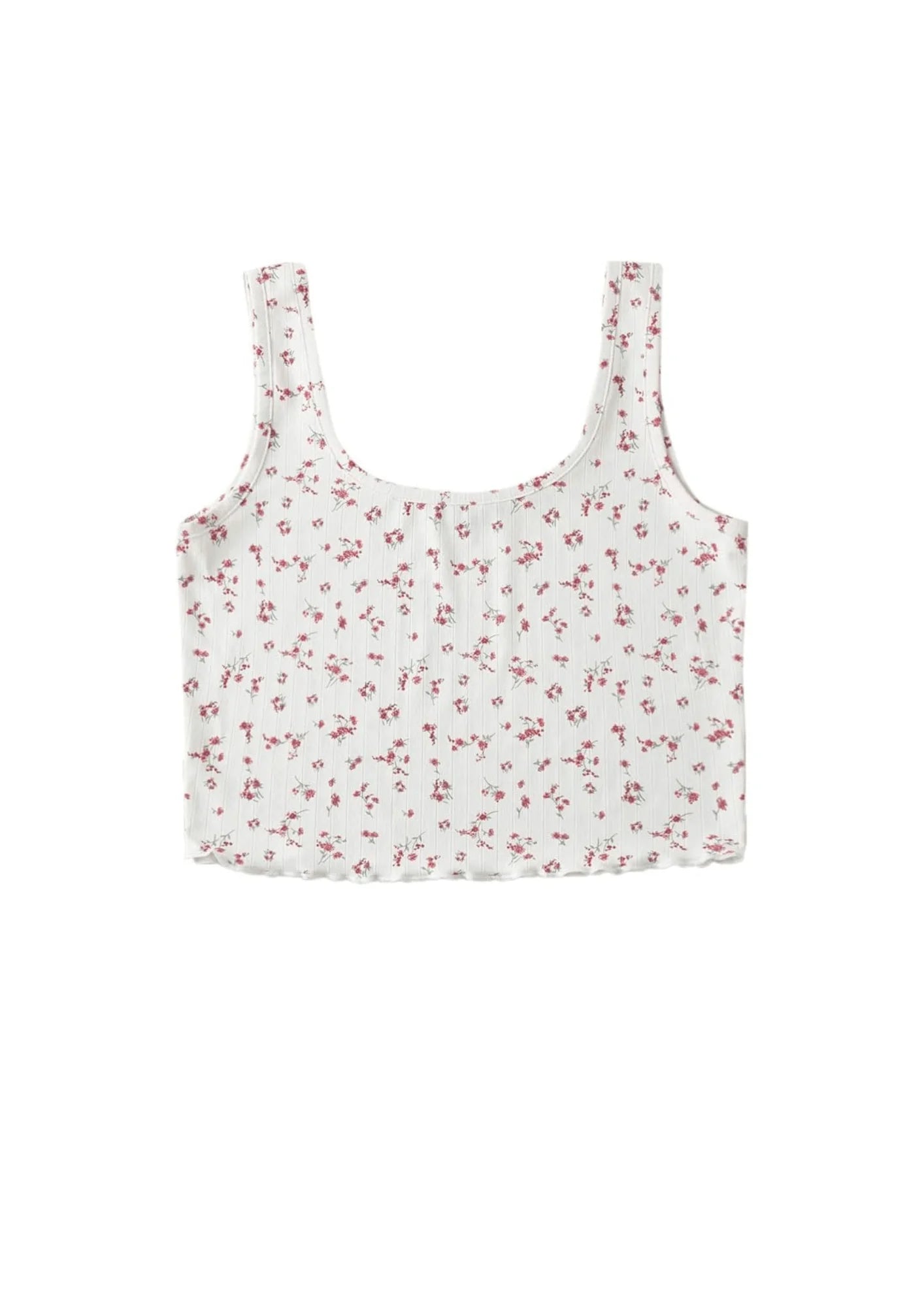 FLORAL CROP TOP Welt Pockets Slit Pockets Flap Pockets
