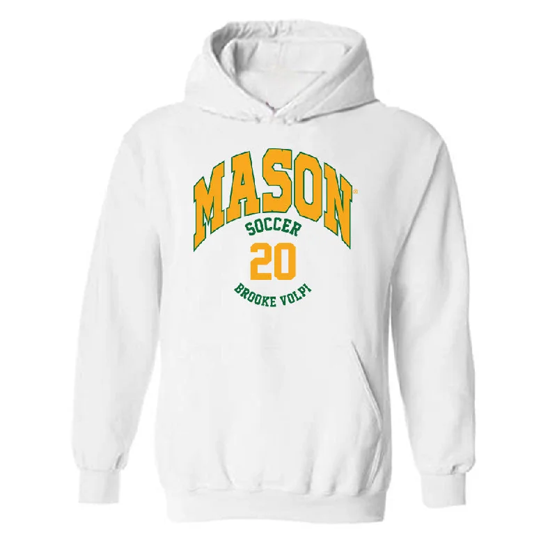 GMU - NCAA Women's Soccer : Brooke Volpi - Classic Fashion Shersey Hooded Sweatshirt Hoodie with Hidden Zipper Minimalist Clean