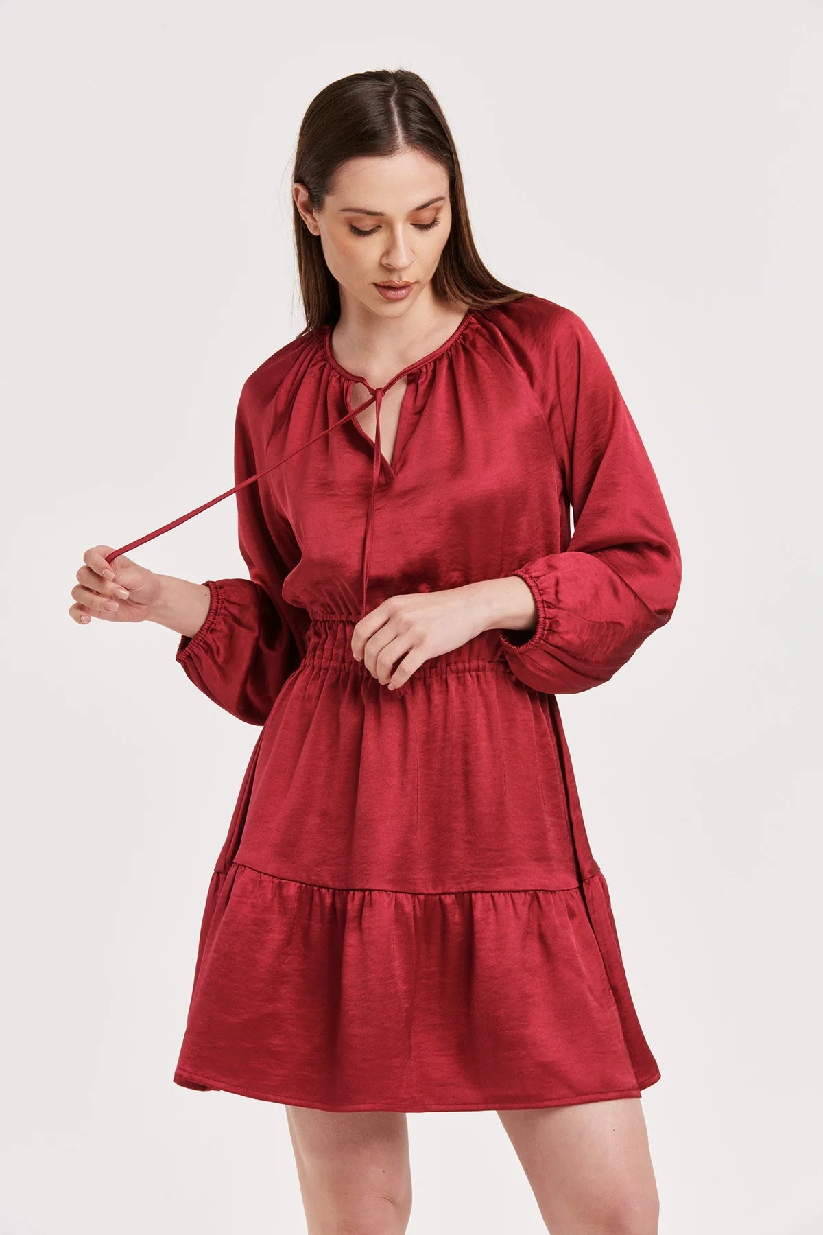 Reignn Elastic Waist Dress Tunics Summer linen