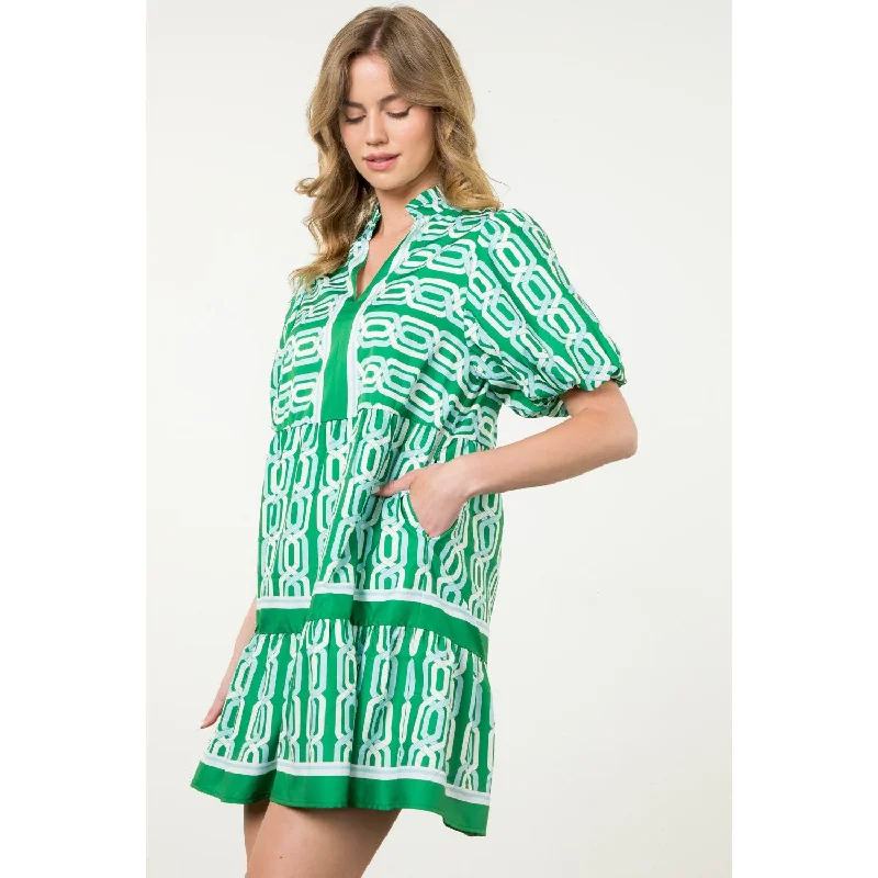 Brooke Puff Sleeve Pattern Midi THML Dress Tunics Essential wardrobe
