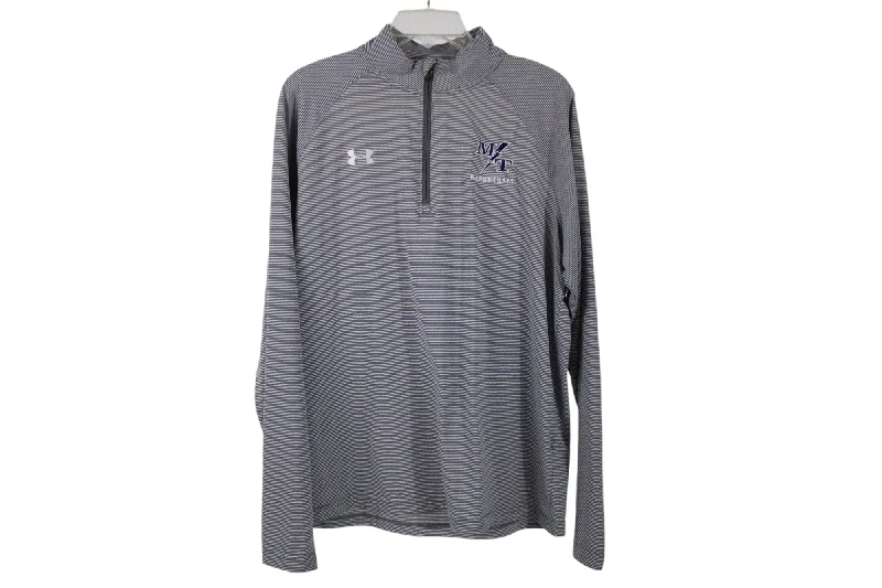 Under Armour MT Basketball Gray Striped Pullover | L Short Sleeve Top