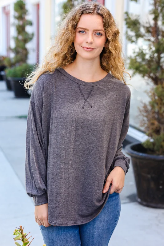 Everyday Charcoal French Terry Long Sleeve Sweater Top Chenille Fabric Brocade Fabric Lace Fabric Everyday Charcoal French Terry Long Sleeve Sweater Top Chenille Fabric Brocade Fabric Lace Fabric