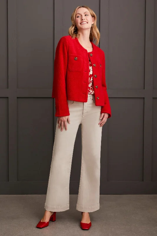 LONG SLEEVE LINED BUTTON FRONT JACKET - SCARLET Fitted Jacket Loose Jacket Oversized Jacket LONG SLEEVE LINED BUTTON FRONT JACKET - SCARLET Fitted Jacket Loose Jacket Oversized Jacket