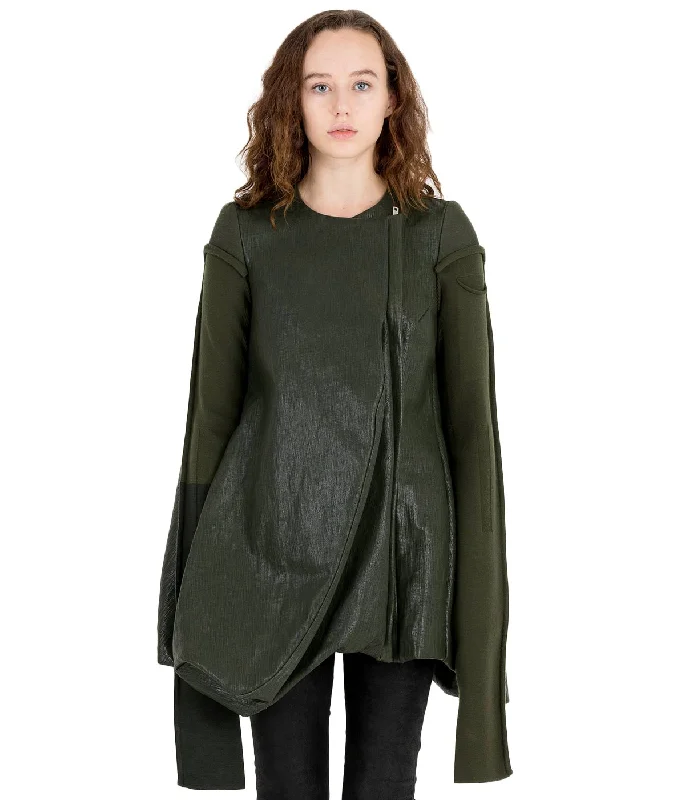 Khaki Green Coated Denim Jacket Anorak Shell Jacket Lightweight Jacket