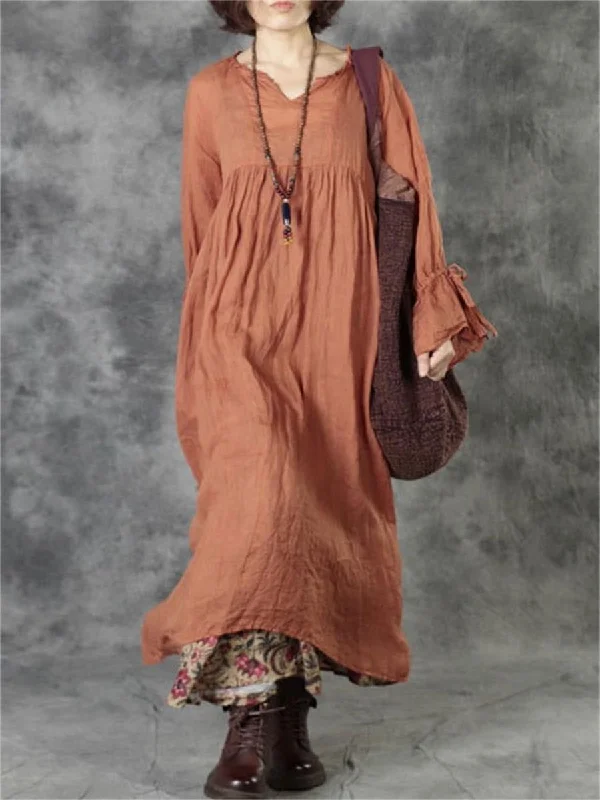 Casual Loose Women'S Pleated Dress