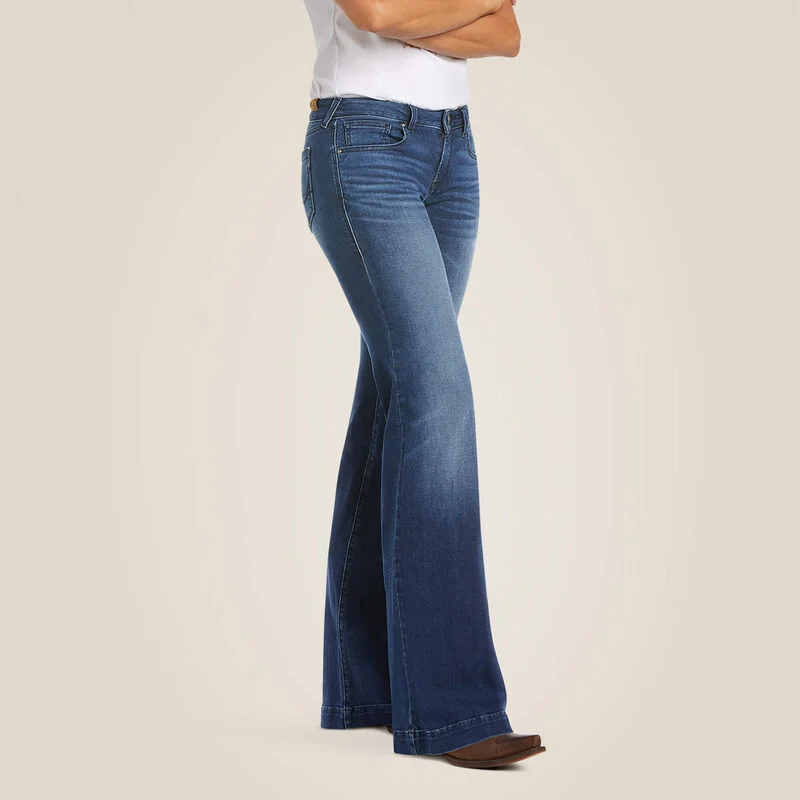 Ariat Ladies Trouser Mid Rise Stretch Kelsea Wide Leg Jean Style 10027695 Trousers Floral Bohemian