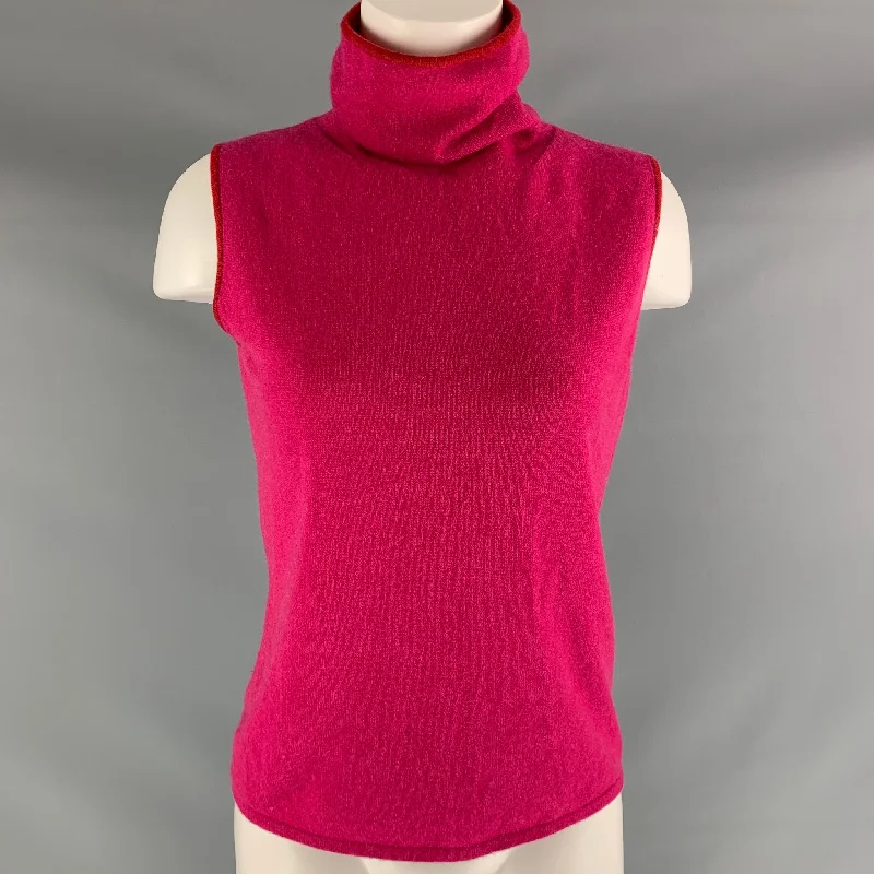 CLASSIQUES ENTIER Size S Fuchsia Cashmere Solid Pullover Halter Neck Top
