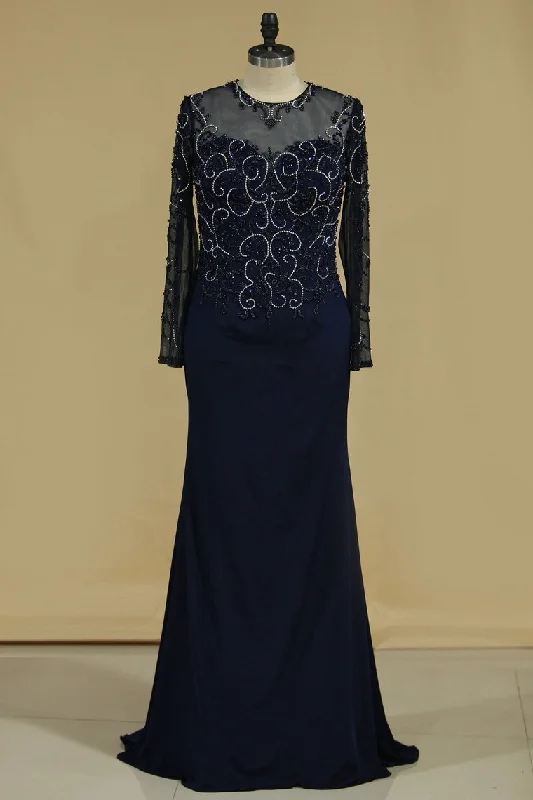 Mother Of The Bridal Dresses Mermaid Scoop Sheath Sweep/Brush Zipper Back 3/4 Sleeves Mother Of The Bridal Dresses Mermaid Scoop Sheath Sweep/Brush Zipper Back 3/4 Sleeves
