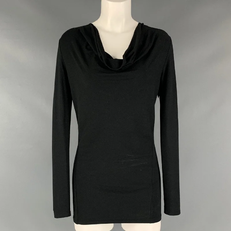 RALPH LAUREN Size S Black Viscose  Elastane Long Sleeve Pullover Cable Knit Chunky