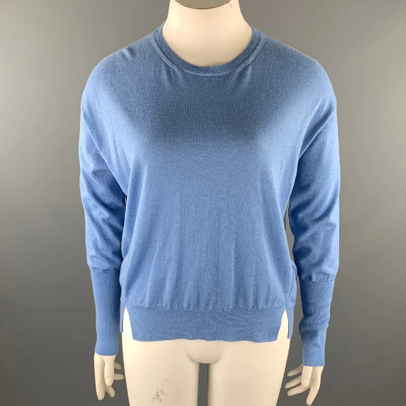 GIORGIO ARMANI Size 12 Light Blue Cashmere Slit Pullover Sweater Bolero Style Sweater