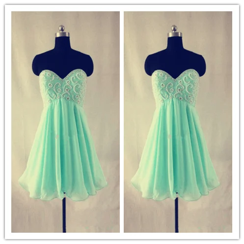 Chiffon Straps Mint Green Beading Beautiful Prom Dresses