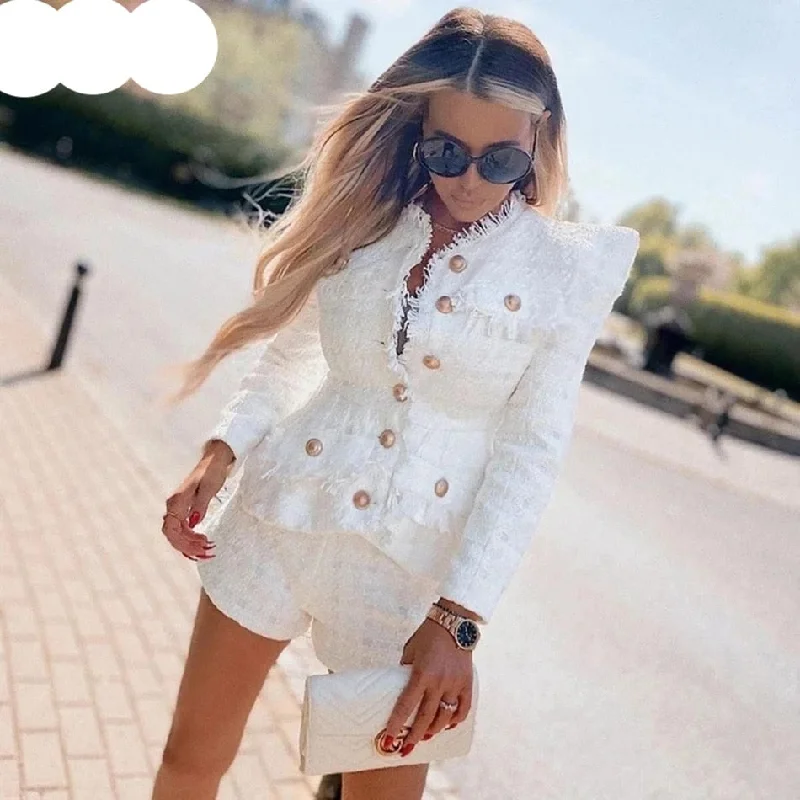 High Quality Spring New Tweed 2 Two-Piece Set Sexy O-Neck Long Sleeve Single Breasted Jacket And Pants Club Party Set Mesh Jacket Canvas Jacket Denim Jacket High Quality Spring New Tweed 2 Two-Piece Set Sexy O-Neck Long Sleeve Single Breasted Jacket And Pants Club Party Set Mesh Jacket Canvas Jacket Denim Jacket