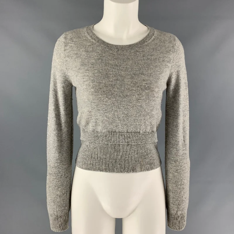SANDRO Size S Grey Heather Wool / Cashmere Pullover Surplice Neck Pullover