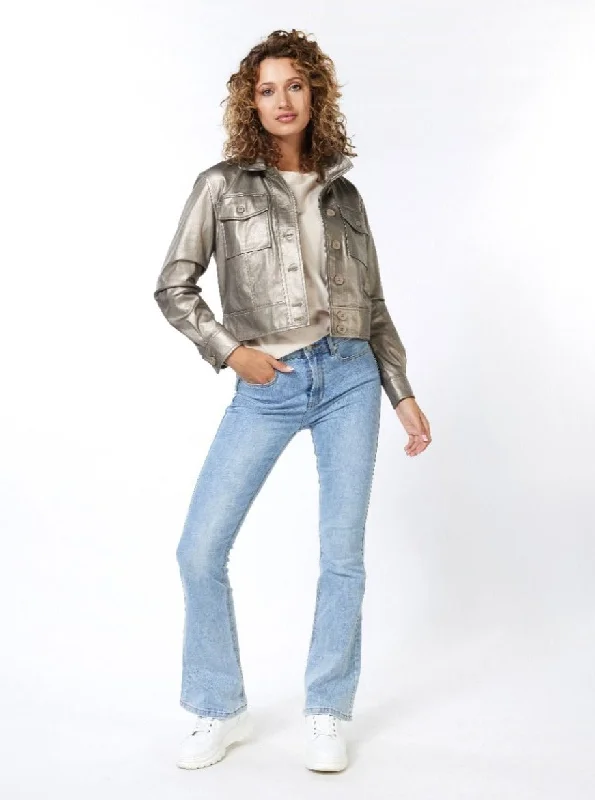 Jacket PU [Soft Gold-F2311501] Fitted Jacket Loose Jacket Oversized Jacket